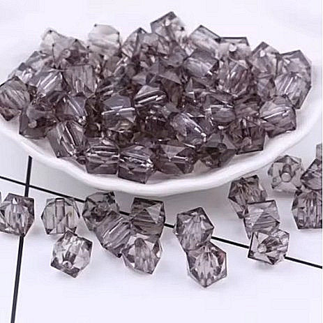 10 mm Transparent Black Faceted Cube/Square Acrylic Beads for Kids / Crafts - 30 Beads