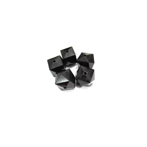 10 mm Opaque Black Faceted Cube/Square Acrylic Beads for Kids / Crafts - 30 Beads