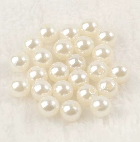 10 mm Off-White Pearl Round Acrylic Beads for Kids / Crafts - 30 Beads