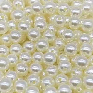 8 mm Off-White Pearl Round Acrylic Beads for Kids / Crafts - 30 Beads