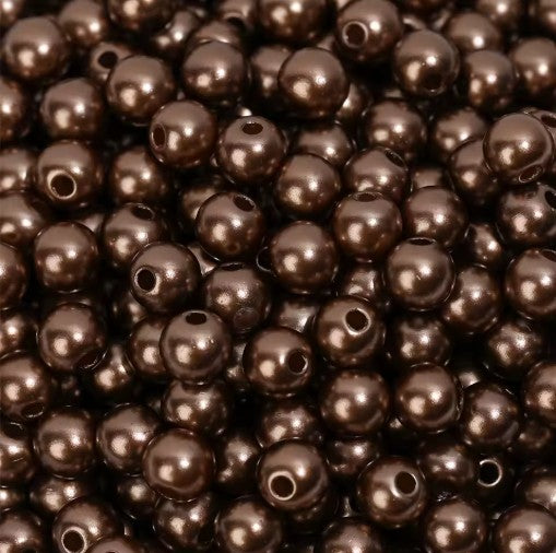 6 mm Dark Copper Pearl Round Acrylic Beads for Kids / Crafts - 30 Beads