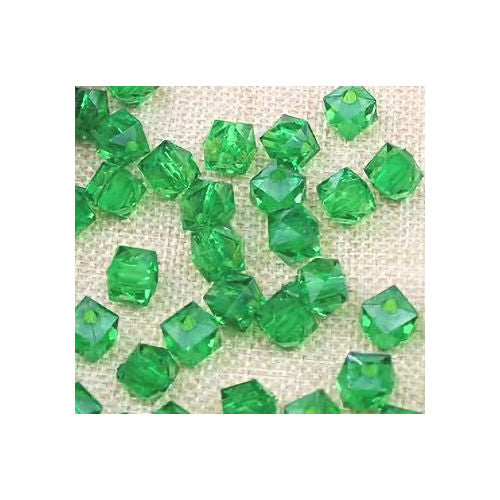 10 mm Transparent Green Faceted Cube/Square Acrylic Beads for Kids / Crafts - 30 Beads
