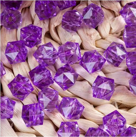 10 mm Transparent Purple Faceted Cube/Square Acrylic Beads for Kids / Crafts - 30 Beads