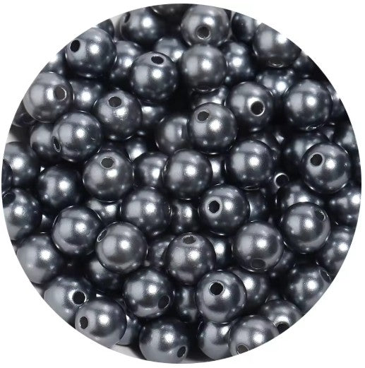 6 mm Dark Silver Pearl Round Acrylic Beads for Kids / Crafts - 30 Beads