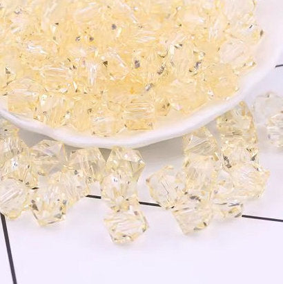 10 mm Transparent Light Beige Faceted Cube/Square Acrylic Beads for Kids / Crafts - 30 Beads