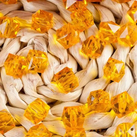 10 mm Transparent Gold Faceted Cube/Square Acrylic Beads for Kids / Crafts - 30 Beads