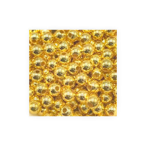 8 mm Gold Plated Round Acrylic Beads for Kids / Crafts - 50 Beads