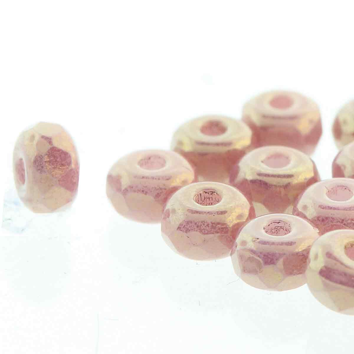 Czech 2 x 3 mm Chalk Violet Luster Faceted Glass Micro Spacers - 25 Beads