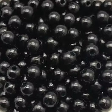 7 mm Opaque Black Round Acrylic Beads for Kids / Crafts - 50 Beads