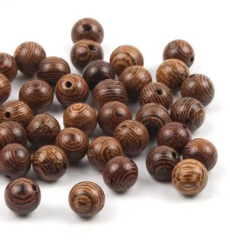 8 mm Brown Faux "Wenge Wood" Round Acrylic Beads - 50 Beads