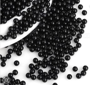 8 mm Opaque Black Round Acrylic Beads for Kids / Crafts - 50 Beads