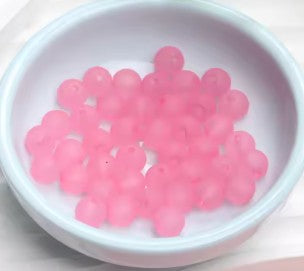10 mm Matte Transparent Pink Round Acrylic Beads for Kids / Crafts - 20 Beads