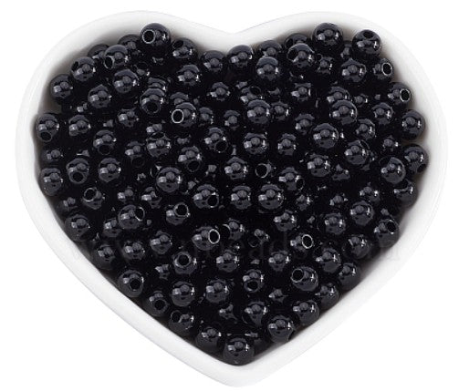 6 mm Opaque Black Round Acrylic Beads for Kids / Crafts - 100 Beads