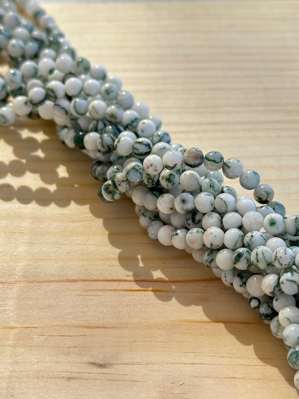 Tree Agate Round Smooth Beads 4mm — 15.5" Strand
