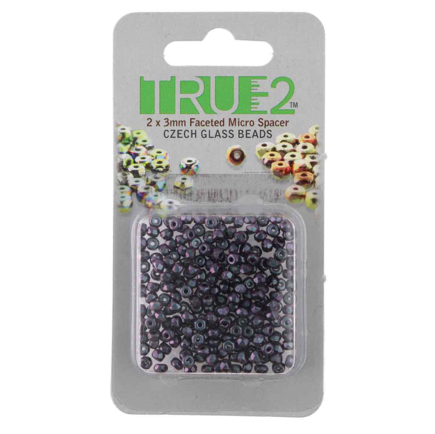 Czech 2 x 3 mm Polychrome Mix Berry Faceted Glass Micro Spacers - 25 Beads