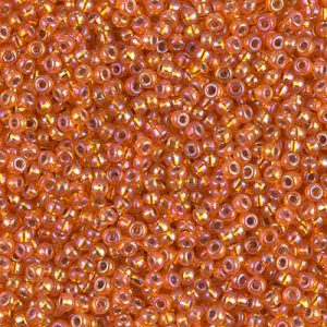 Miyuki 11-1008 11/0 Perles de rocaille AB orange transparentes doublées d'argent - 5 ou 10 g