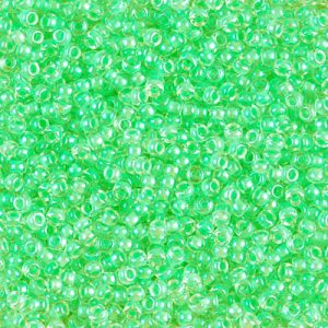 Miyuki 11-1120 11/0 Perles de graines de cristal transparentes doublées de vert menthe lumineuse - 5 ou 10 g