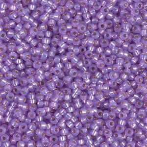 Miyuki 11-574 11/0 Perles de graines d'albâtre lilas doublées d'argent - 5 ou 10 g