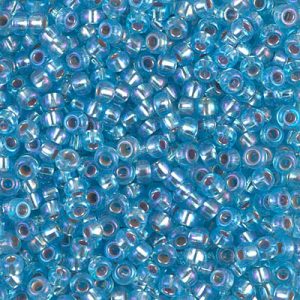 Miyuki 8-1018 8/0 Perles de rocaille bleues Aqua AB doublées d'argent, 5 ou 10 g