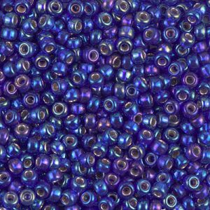 Miyuki 8-1020 8/0 Perles de rocaille AB bleu cobalt doublées d'argent, 5 ou 10 g