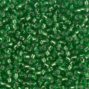 Miyuki 8-15 8/0 Perles de graines vert clair transparentes doublées d’argent - 5 ou 10 g