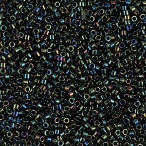 Miyuki Delica DB3 / DB03 / DB003 / DB0003 11/0 Metallic Green Iris AB Cylinder/Tube Beads, 5 nebo 10 g