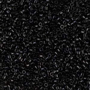 Miyuki Delica DB10 / DB010 / DB0010 11/0 neprůhledné černé válcové/tube korálky, 5 nebo 10 g