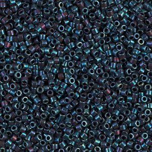 Miyuki Delica DB25 / DB025 / DB0025 11/0 Perles cylindriques/tubes à iris bleu métallisé, 5 g