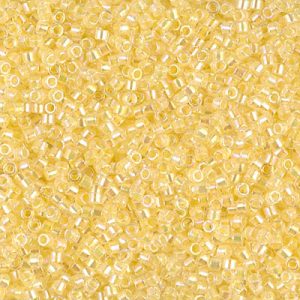 Miyuki Delica DB53 / DB053 11/0 Pale Yellow Lined Crystal AB Cylinder/Tube Beads, 5 or 10 gm