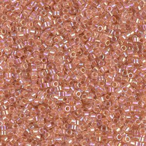 Miyuki Delica DB54 / DB054 11/0 Peach Lined Crystal AB Cylinder/Tube Beads, 5 nebo 10 gm