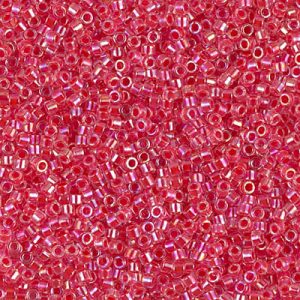 Miyuki Delica DB75 / DB075 11/0 Dark Rose Lined Crystal AB Cylinder/Tube Beads, 5 nebo 10 gm