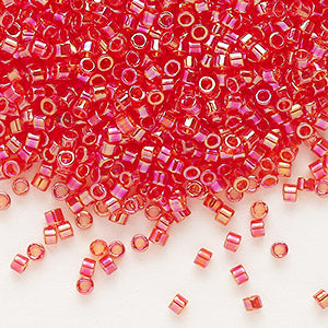 Miyuki Delica DB172 / DB0172 11/0 transparentní červená/oranžová AB válec/tube korálky, 5 nebo 10 g