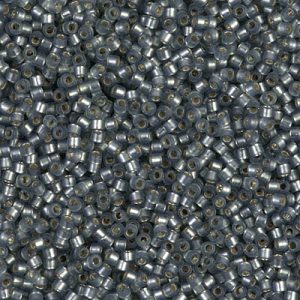 Miyuki Delica DB689 / DB0689 11/0 Perles de cylindre/tube semi-mat gris clair/vert doublées d'argent, 5 ou 10 g