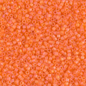 Miyuki Delica DB855 / DB0855  11/0 Matte Transparent Orange AB Cylinder/Tube Beads, 5 or 10 gm