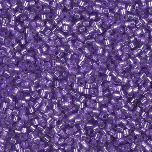Miyuki Delica DB1347 Perles cylindriques/tubes lilas teintées doublées d'argent, 5 ou 10 g