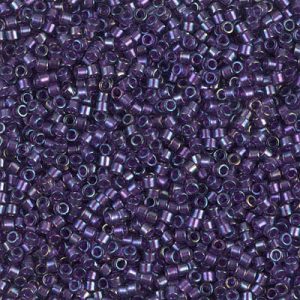 Miyuki Delica DB1756 Perles cylindriques/tubes AB doublées de violet scintillant, 5 ou 10 g