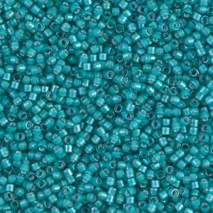 Miyuki Delica DB1782 White Lined Teal Luster Cylinder/Tube Beads, 5 nebo 10 gm