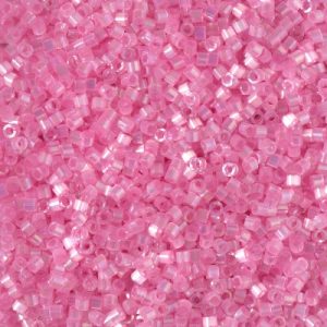 Miyuki Delica DB1875 11/0 Silk Inside Dyed Light Carnation Pink AB Cylinder/Tube Beads, 5 or 10 gm