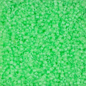 Miyuki Delica DB2040 11/0 Perles cylindriques/tubes en cristal doublées vert menthe lumineuse, 5 ou 10 g