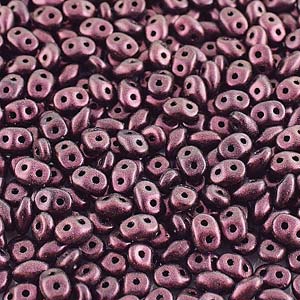 Matubo Superduo 2,5 x 5 mm 23980-94106 Polychromované tmavé ametystové korálky - 5 nebo 10 g