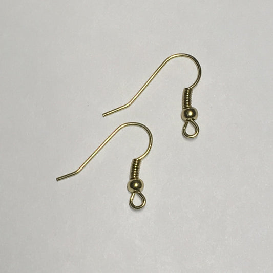 21-Gauge 18 mm Pale Gold Finish French Fish Hook Ear Wires - 1 or 5 Pair