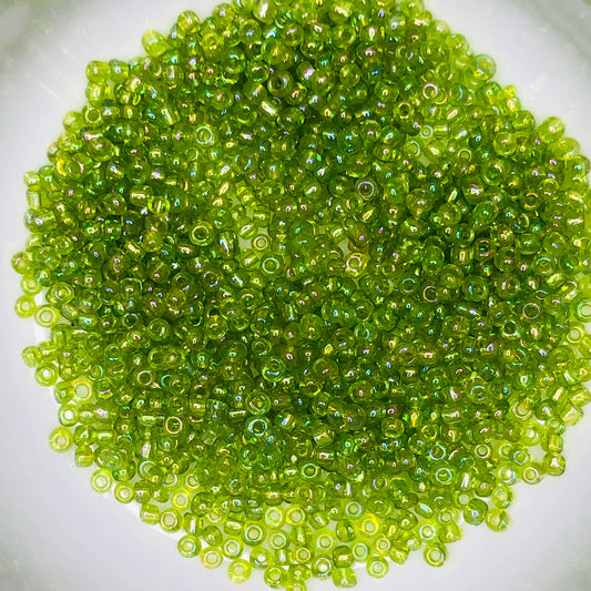 Perles de rocaille AB vert citron transparent 8/0 - 5 g