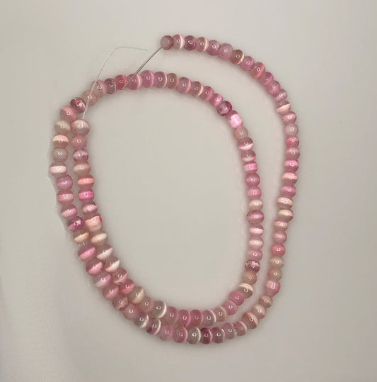 Pink Cat's Eye Round Beads, 4 mm - 15.5 Inch Strand