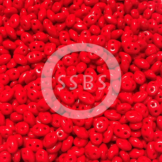 Matubo Superduo 2.5 x 5 mm 93200  Opaque Coral Red Beads - 5 or 10 gm