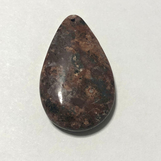 Jasper Semi-Precious Stone Flat Teardrop Pendant A, 30 mm
