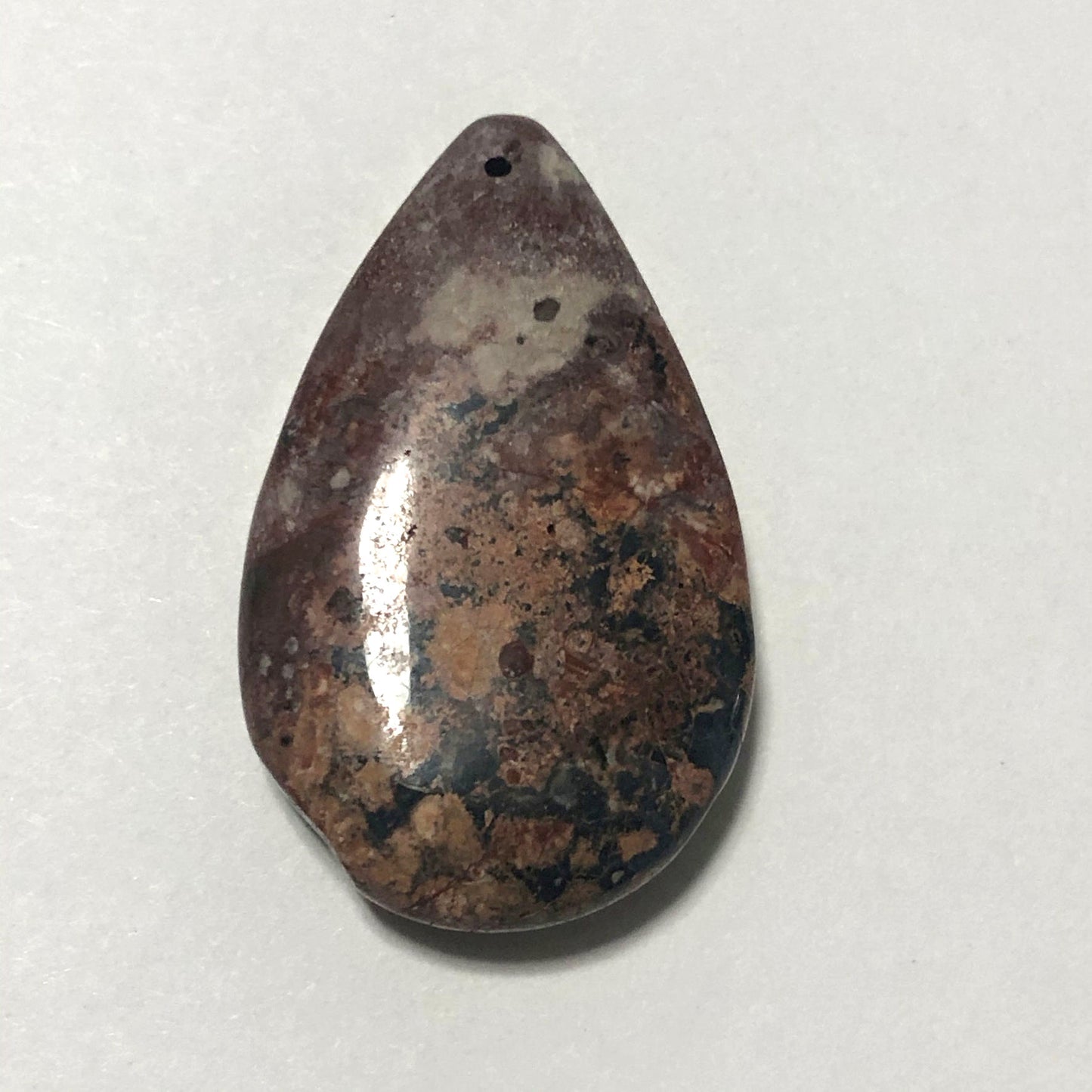Pendentif en forme de larme plate en pierre semi-précieuse jaspe B, 30 mm