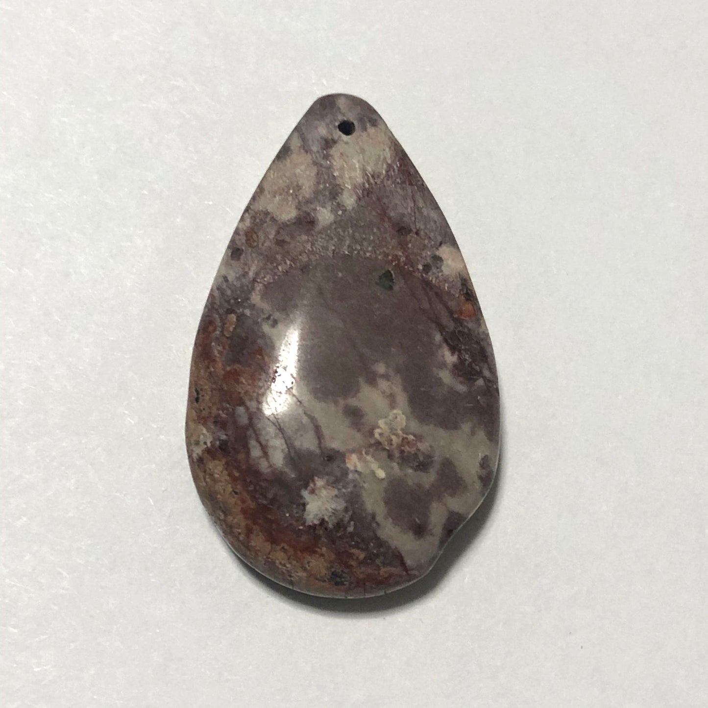 Pendentif en forme de larme plate en pierre semi-précieuse jaspe B, 30 mm
