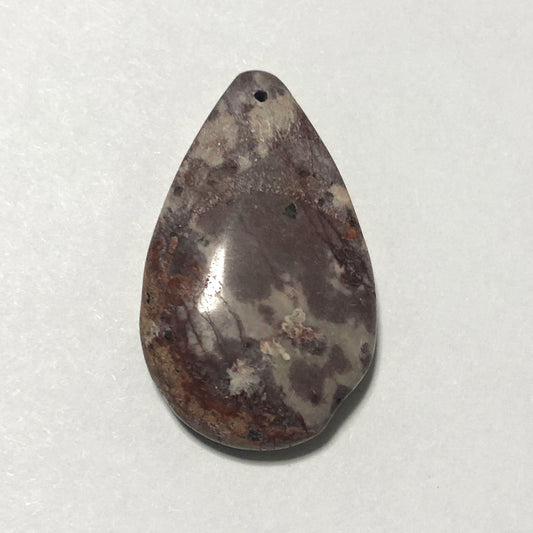 Pendentif en forme de larme plate en pierre semi-précieuse jaspe B, 30 mm