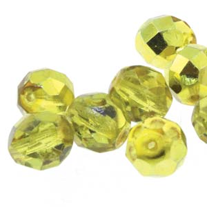 Preciosa tchèque feu poli FPR0497385 perles de verre citron, 4 mm - 39 ou 40 perles