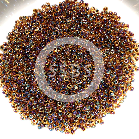 Miyuki 8-2213  8/0 Root Beer Lined Transparent Topaz AB Seed Beads - 5 or 10 gm